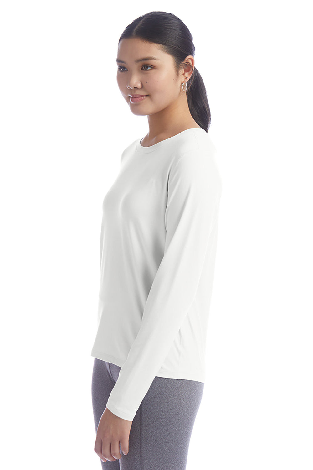 Champion CHP140 Womens White Sport Soft Touch Long Sleeve Crewneck