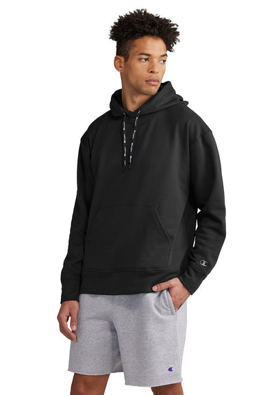 Champion CHP180 Mens Sport Hooded Sweatshirt Hoodie w/ Pouch Pocket Black Model Front