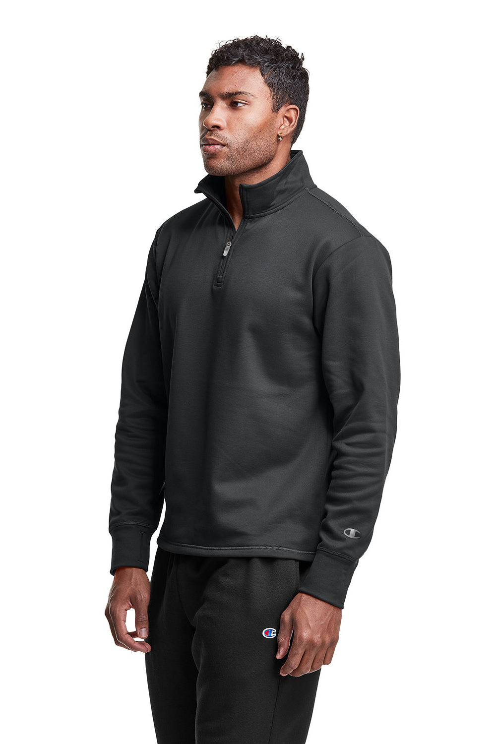 Champion CHP190 Mens Sport 1/4 Zip Sweatshirt Stealth Grey Model 3q