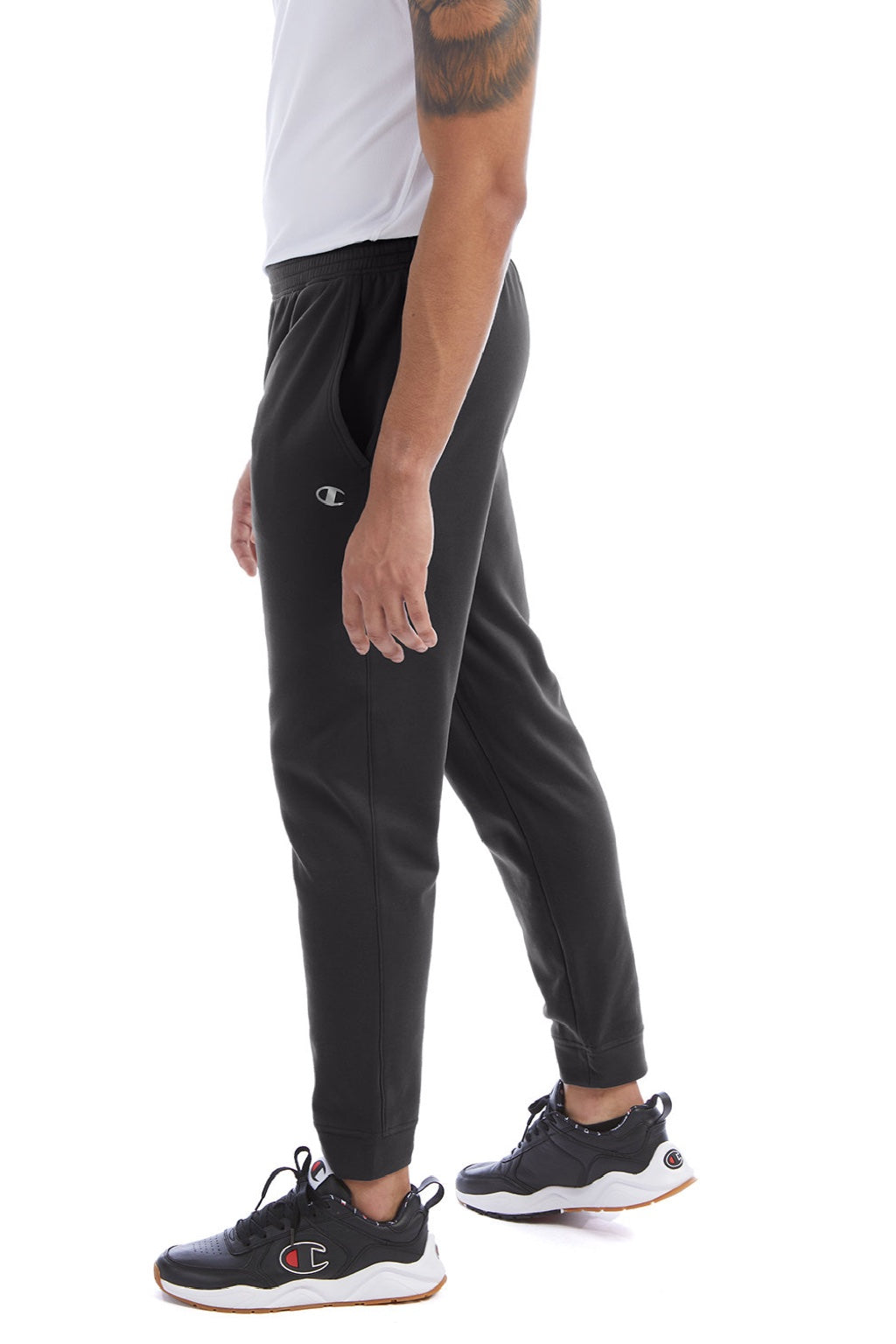 Champion CHP200 Mens Sport Jogger Sweatpants w/ Pockets Black Model Side
