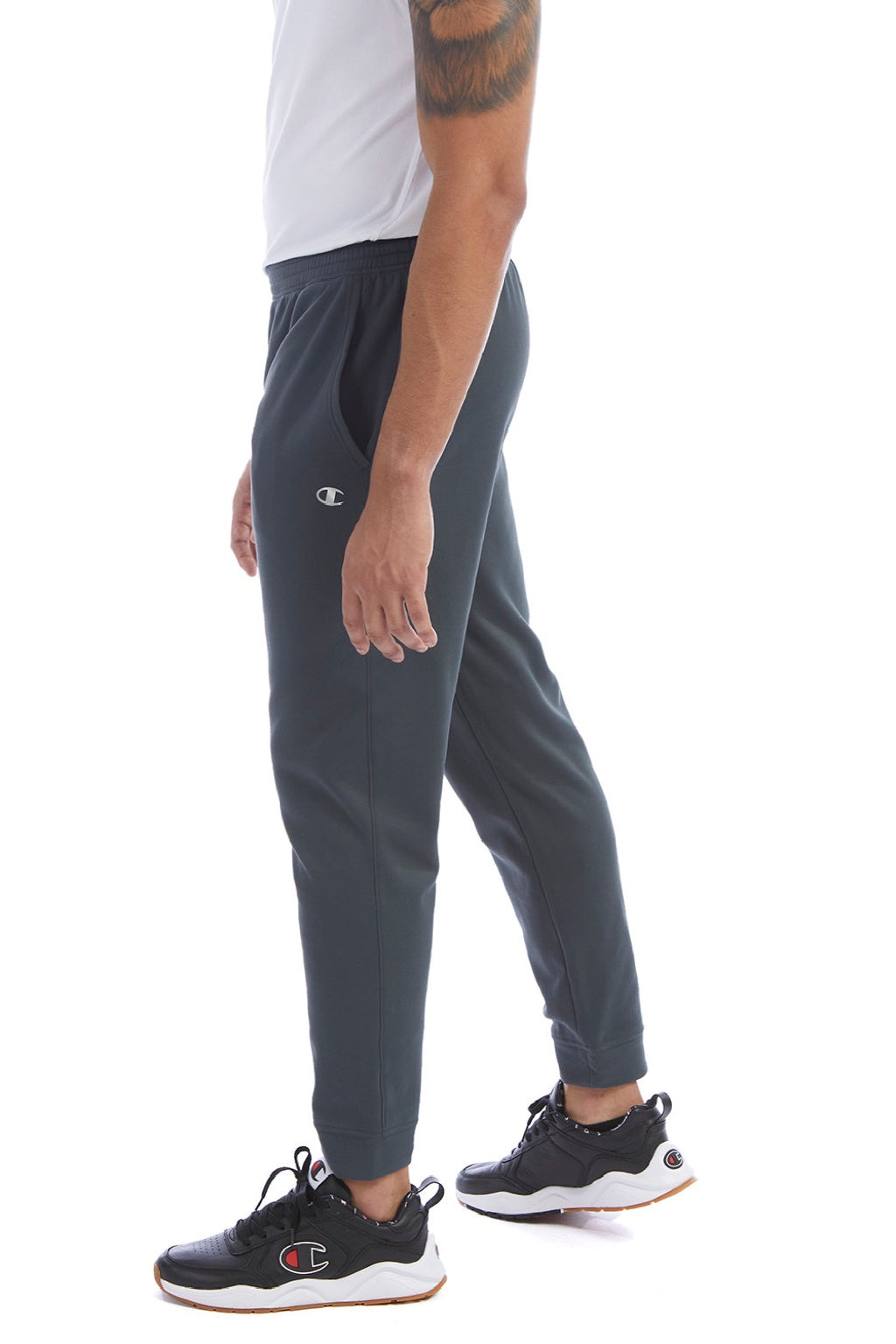 Champion CHP200 Mens Sport Jogger Sweatpants w/ Pockets Stealth Grey Model Side