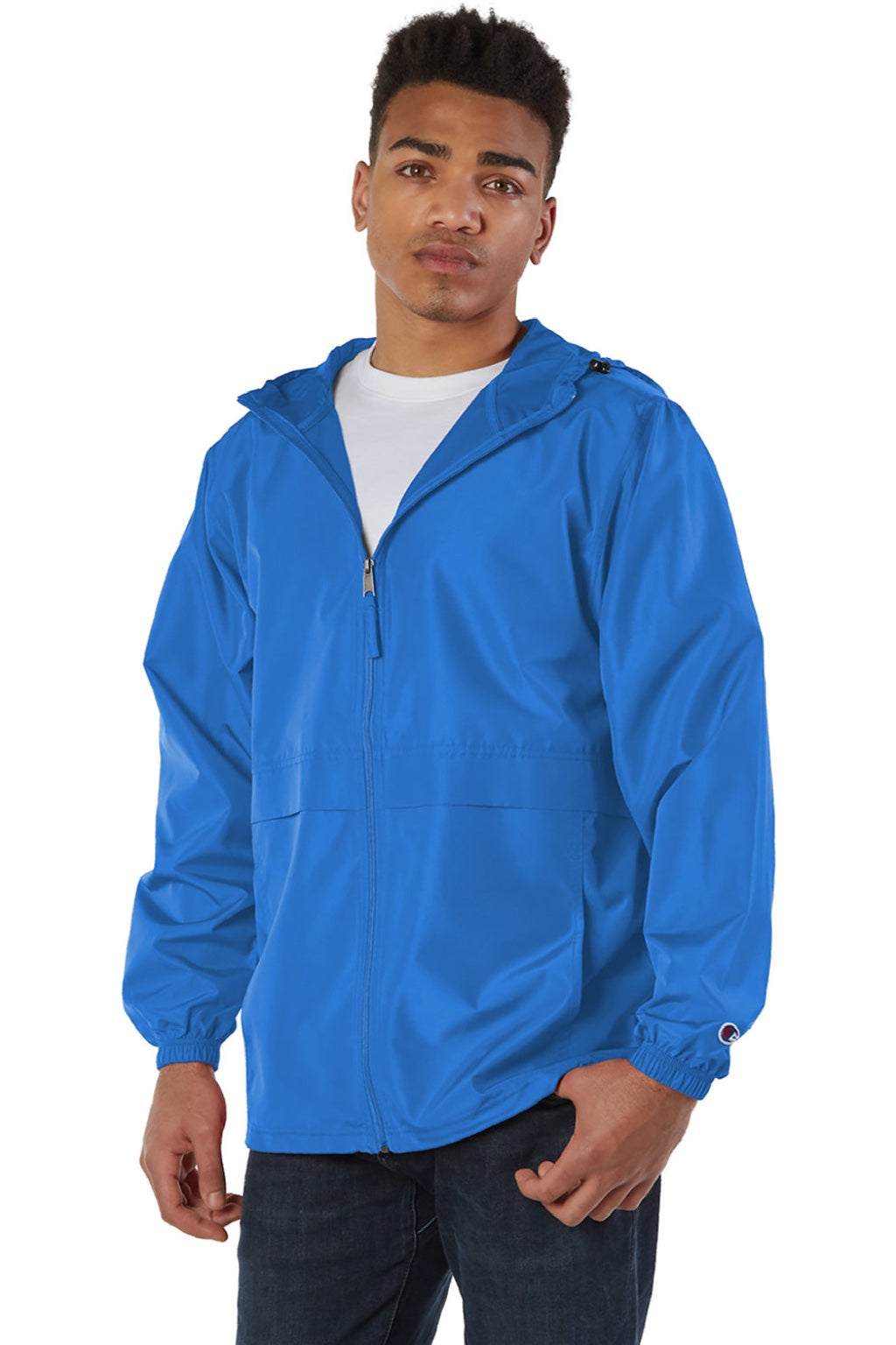 Champion CO125 Mens Wind & Water Resistant Full Zip Hooded Anorak Jacket Royal Blue Model 3q