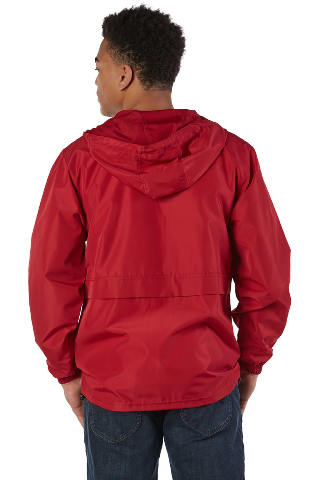 Champion CO125 Mens Wind & Water Resistant Full Zip Hooded Anorak Jacket Scarlet Red Model Back