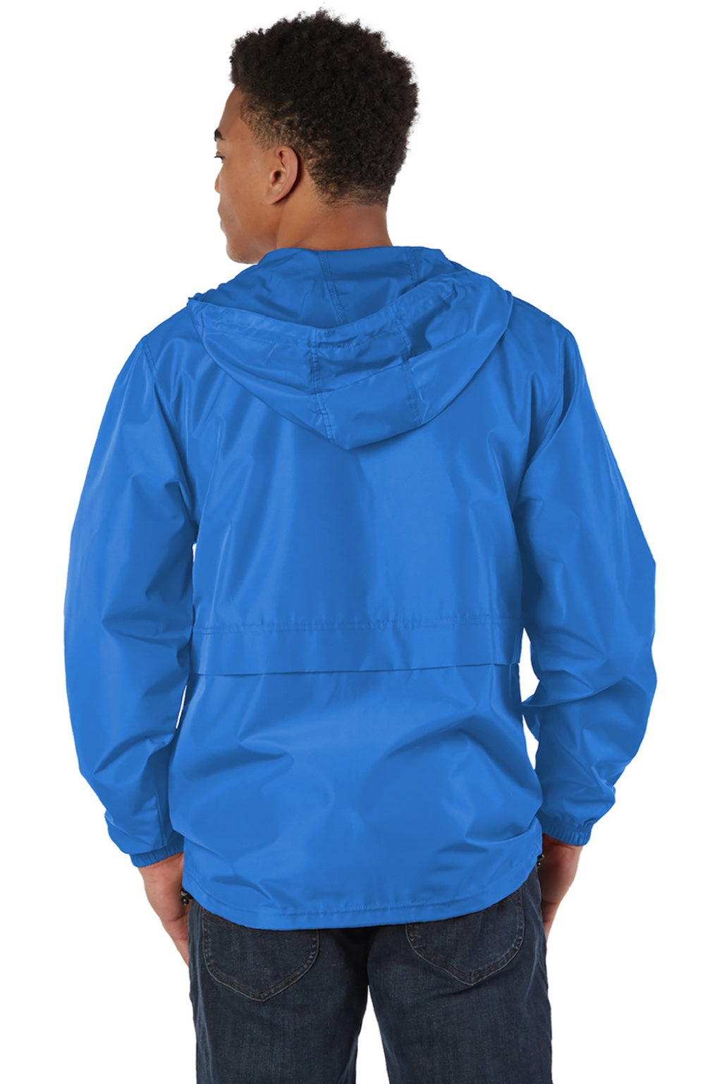 Champion CO125 Mens Wind & Water Resistant Full Zip Hooded Anorak Jacket Royal Blue Model Back