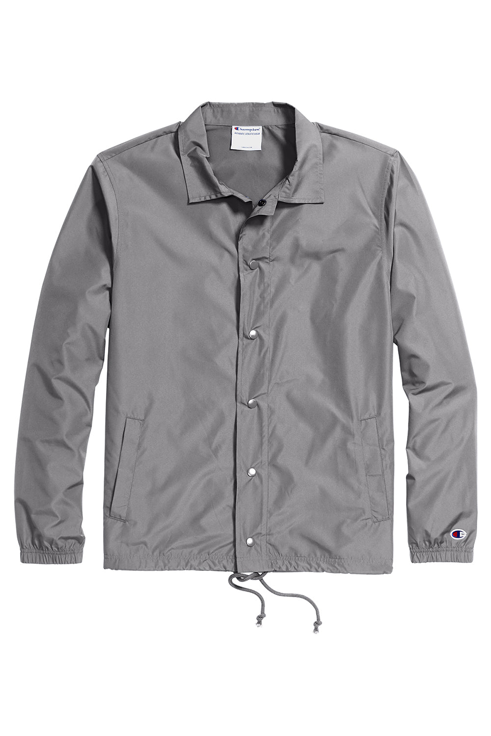 Champion CO126 Mens Wind & Water Resistant Snap Down Coach's Jacket Graphite Grey Flat Front