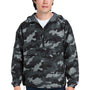 Champion Mens Packable Wind & Water Resistant Anorak 1/4 Zip Hooded Jacket - Concrete Grey Camo - Closeout