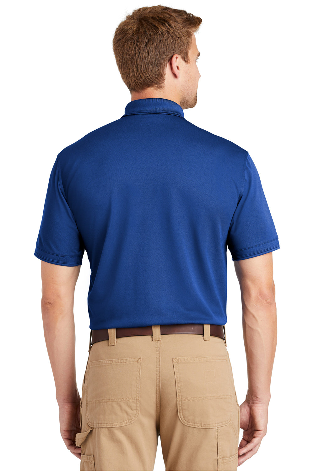 CornerStone CS4020 Mens Industrial Moisture Wicking Short Sleeve Polo Shirt Royal Blue Model Back