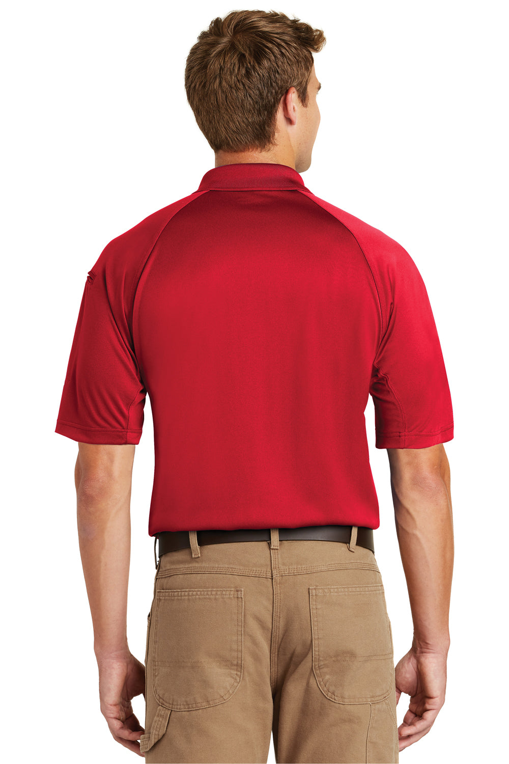 CornerStone CS410/TLCS410 Mens Select Tactical Moisture Wicking Short Sleeve Polo Shirt Red Model Back