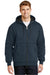 CornerStone CS620 Mens Full Zip Hooded Sweatshirt Hoodie w/ Pockets Navy Blue Model Front