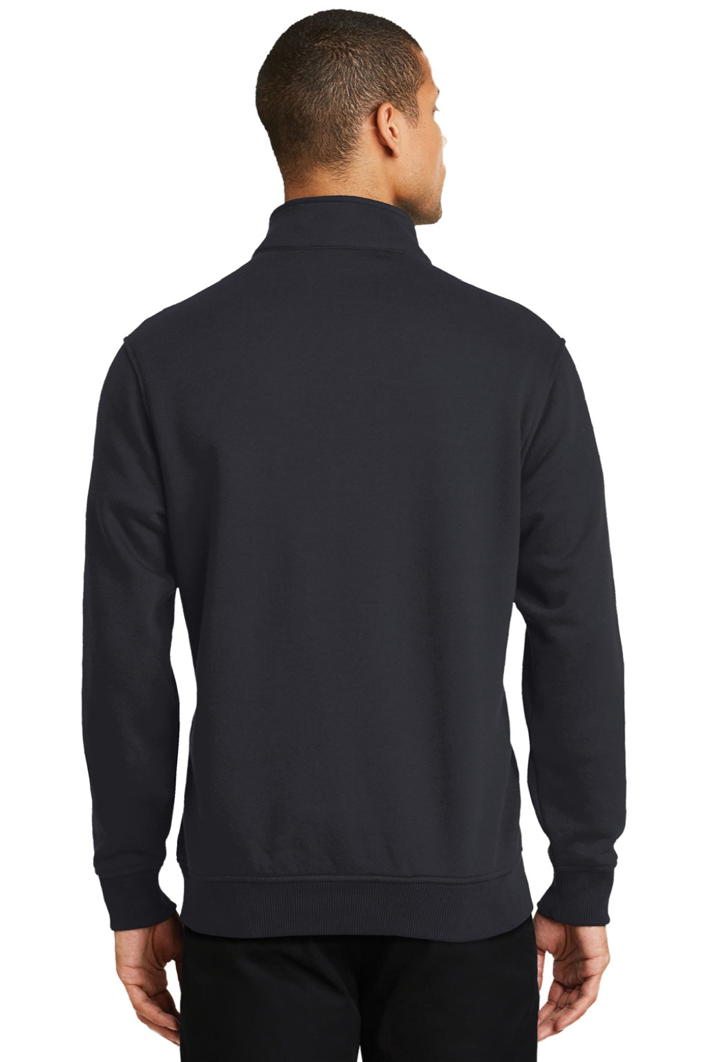 CornerStone CS626 Mens Fleece 1/4 Zip Sweatshirt w/ Pockets Dark Navy Blue Model Back