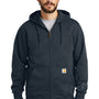 Carhartt Mens Paxton Rain Defender Water Resistant Full Zip Hooded Sweatshirt Hoodie - Navy Blue