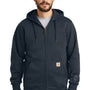 Carhartt Mens Paxton Rain Defender Water Resistant Full Zip Hooded Sweatshirt Hoodie w/ Pockets - Navy Blue