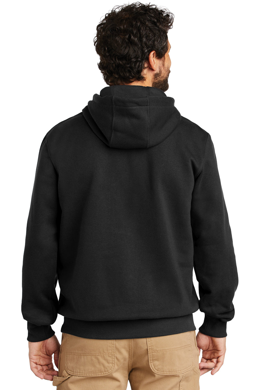 Carhartt CT100615 Mens Paxton Rain Defender Water Resistant Hooded Sweatshirt Hoodie Black Model Back