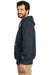 Carhartt CT100615 Mens Paxton Rain Defender Water Resistant Hooded Sweatshirt Hoodie w/ Pouch Pocket Navy Blue Model Side