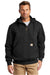Carhartt CT100617 Mens Paxton Rain Defender Water Resistant 1/4 Zip Hooded Sweatshirt Hoodie w/ Pouch Pocket Black Model Front