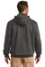 Carhartt CT100617 Mens Paxton Rain Defender Water Resistant 1/4 Zip Hooded Sweatshirt Hoodie w/ Pouch Pocket Heather Carbon Grey Model Back