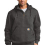 Carhartt Mens Paxton Rain Defender Water Resistant 1/4 Zip Hooded Sweatshirt Hoodie w/ Pouch Pocket - Heather Carbon Grey