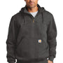 Carhartt Mens Paxton Rain Defender Water Resistant 1/4 Zip Hooded Sweatshirt Hoodie - Heather Carbon Grey