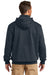 Carhartt CT100617 Mens Paxton Rain Defender Water Resistant 1/4 Zip Hooded Sweatshirt Hoodie w/ Pouch Pocket Navy Blue Model Back