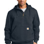 Carhartt Mens Paxton Rain Defender Water Resistant 1/4 Zip Hooded Sweatshirt Hoodie - Navy Blue