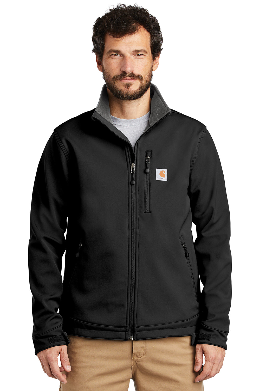 Carhartt CT102199 Mens Crowley Wind & Water Resistant Full Zip Jacket Black Model Front