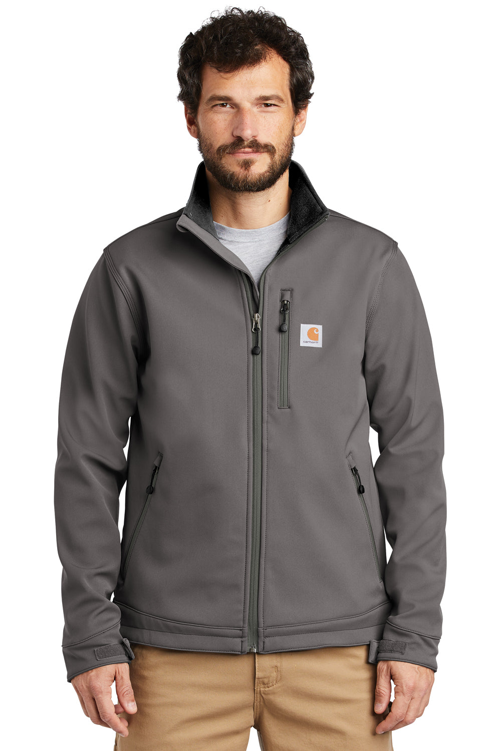 Carhartt CT102199 Mens Crowley Wind & Water Resistant Full Zip Jacket Charcoal Grey Model Front