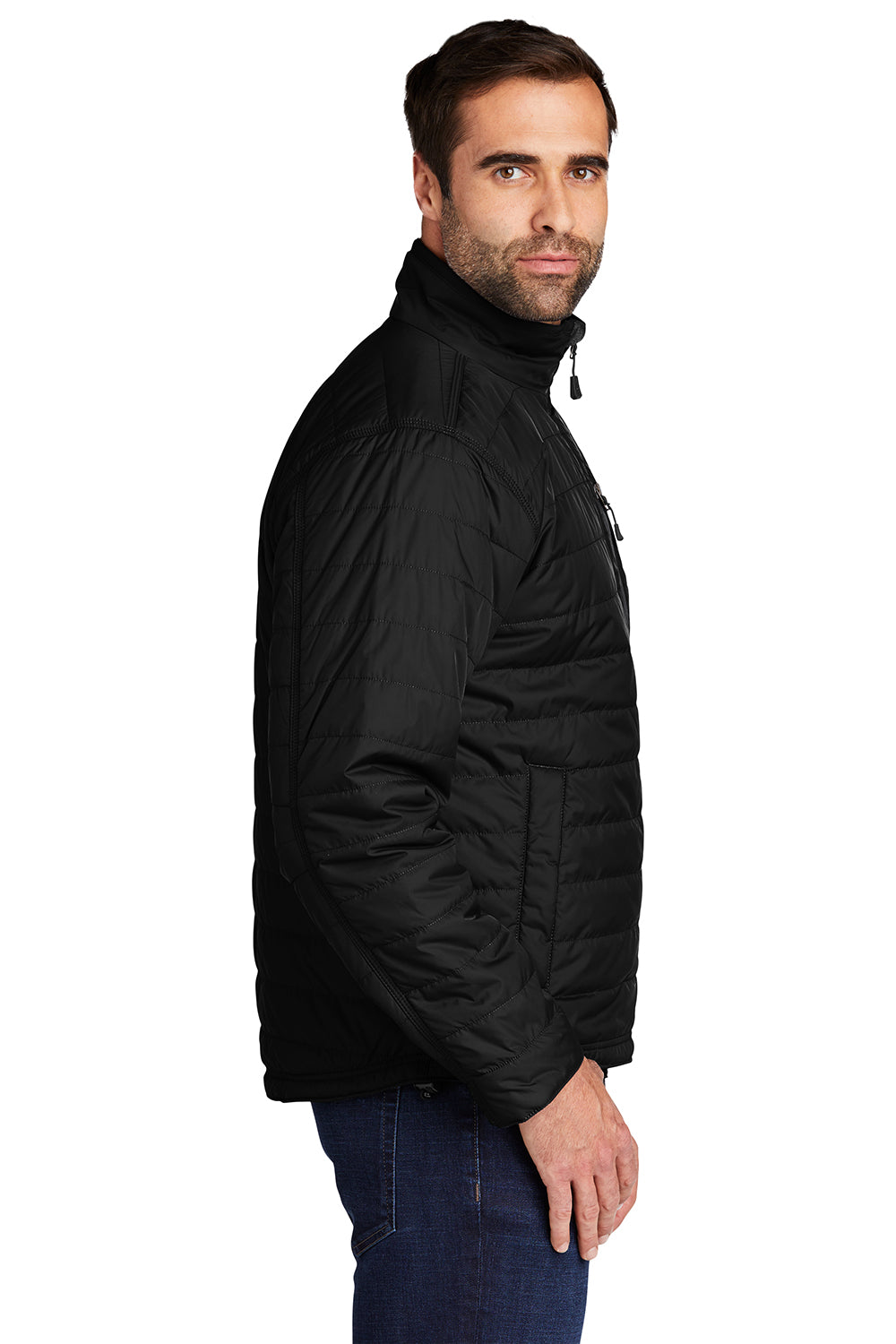 Carhartt CT102208 Mens Gilliam Wind & Water Resistant Full Zip Jacket Black Model Side
