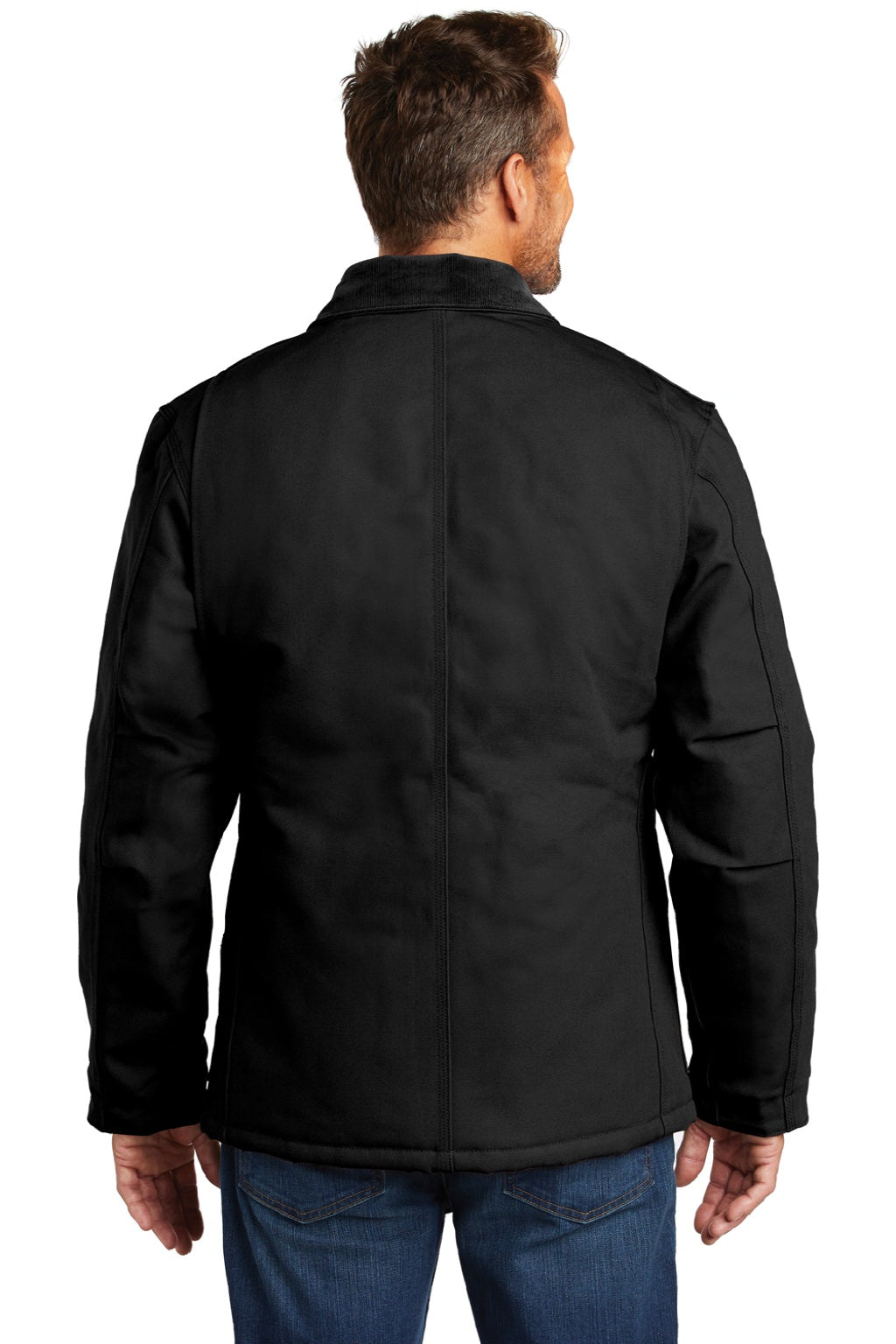 Carhartt CTC003/CTTC003/CT106674/CTT106674 Mens Wind & Water Resistant Duck Cloth Full Zip Jacket Black Model Back