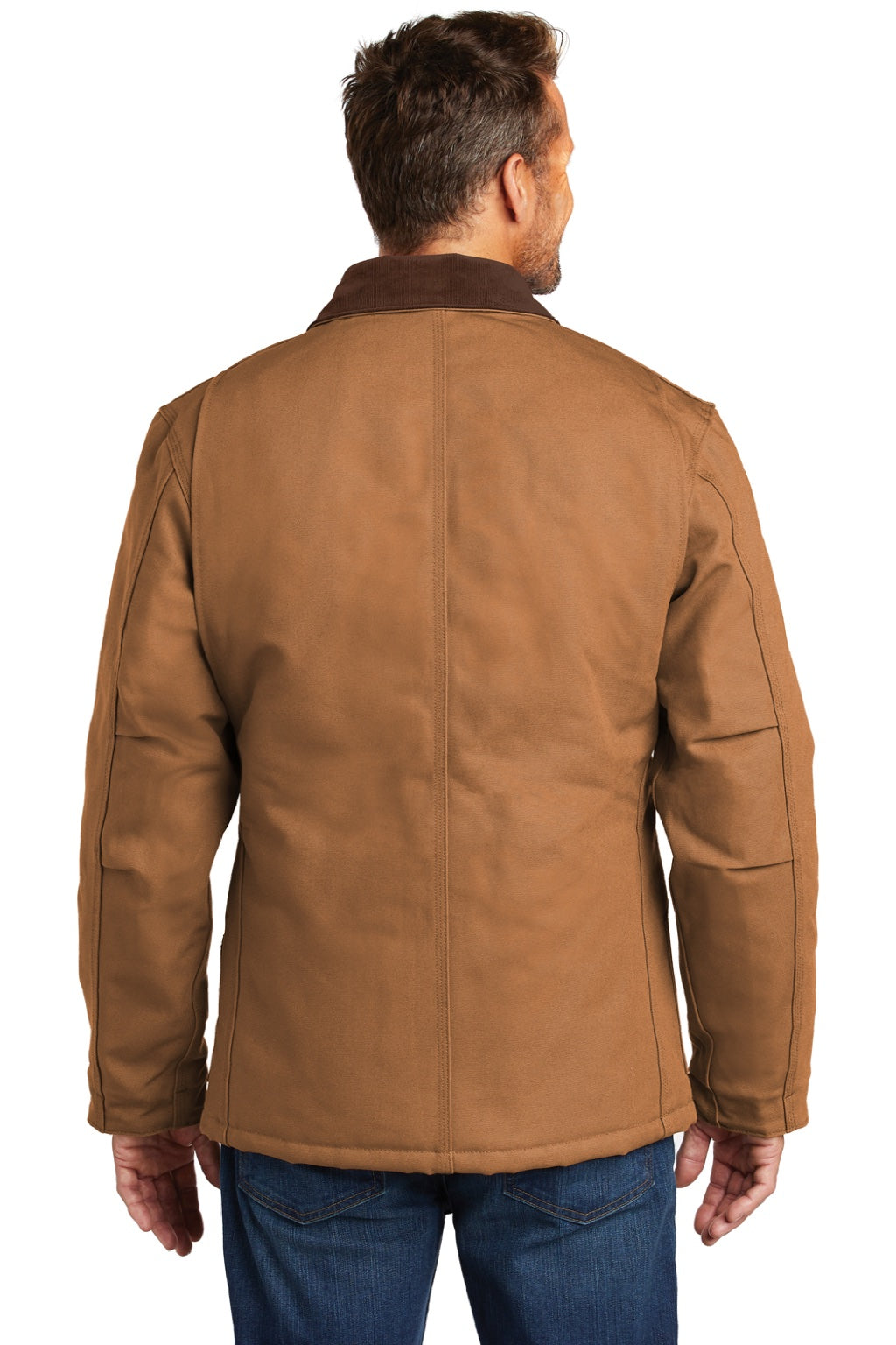 Carhartt CTC003/CTTC003/CT106674/CTT106674 Mens Wind & Water Resistant Duck Cloth Full Zip Jacket Carhartt Brown Model Back