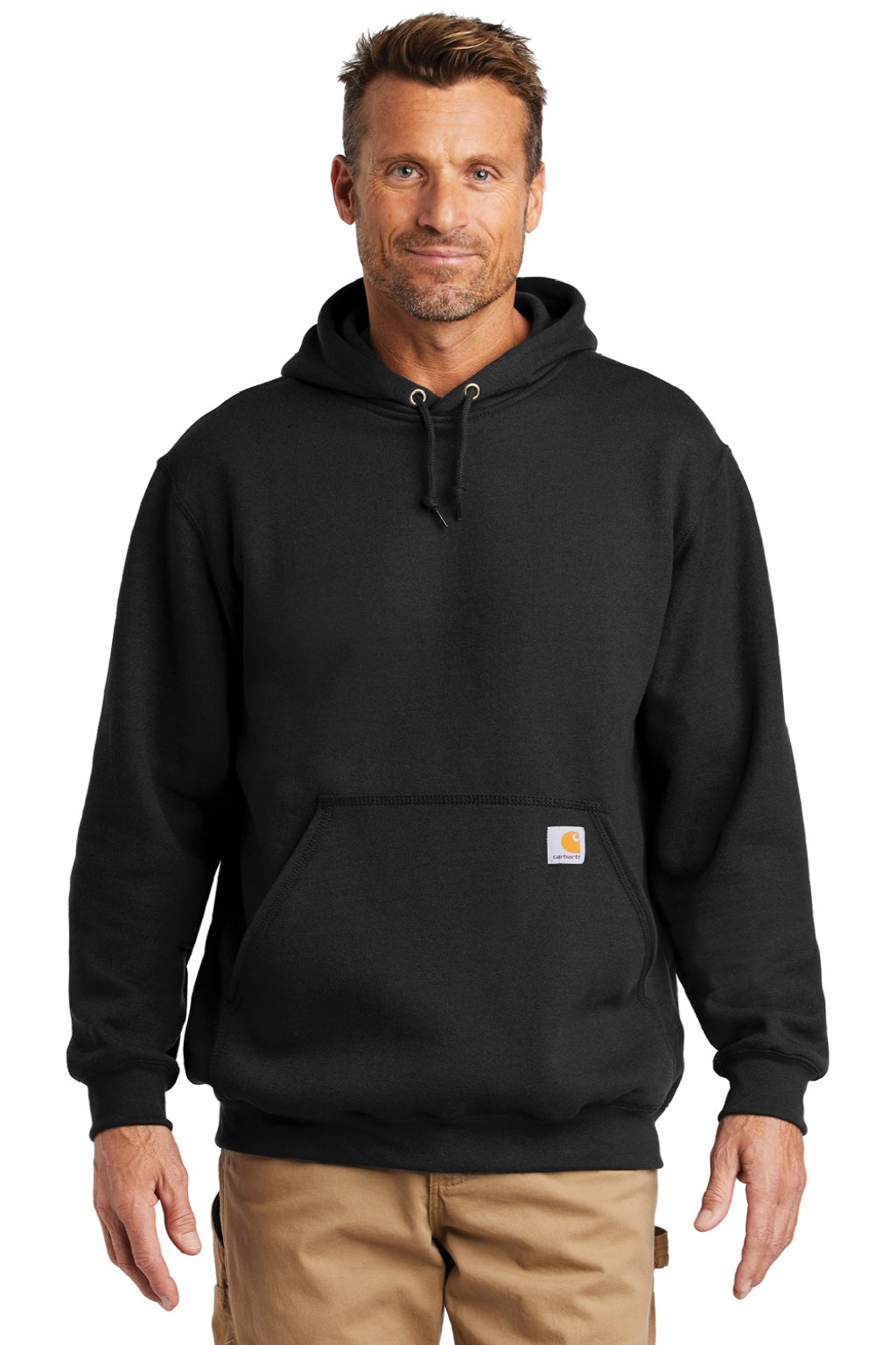 Carhartt CTK121/CTTK121 Mens Hooded Sweatshirt Hoodie w/ Pouch Pocket Black Model Front