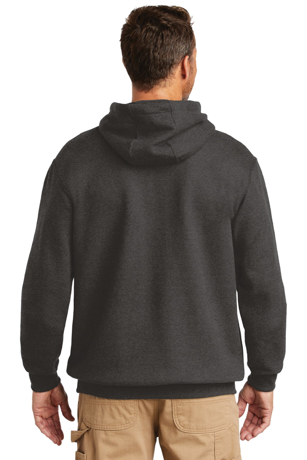 Carhartt CTK121/CTTK121 Mens Hooded Sweatshirt Hoodie w/ Pouch Pocket Heather Carbon Grey Model Back