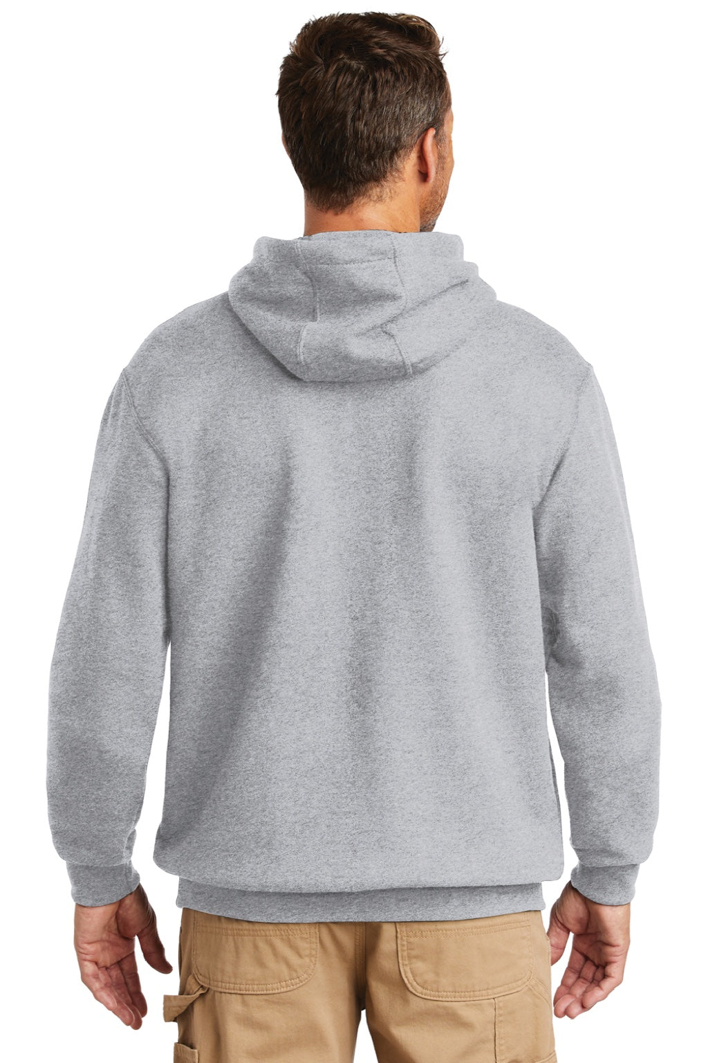 Carhartt CTK121/CTTK121 Mens Hooded Sweatshirt Hoodie w/ Pouch Pocket Heather Grey Model Back