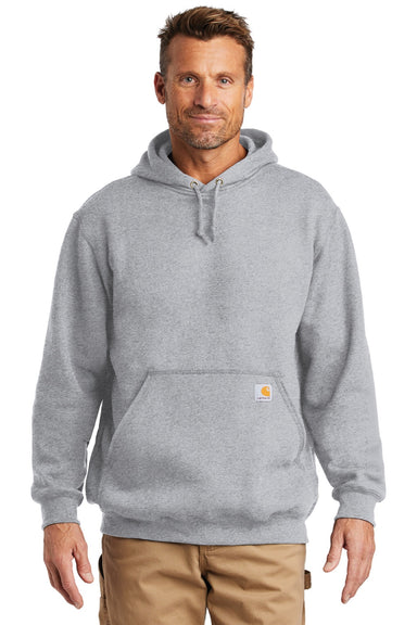 Carhartt CTK121/CTTK121 Mens Hooded Sweatshirt Hoodie w/ Pouch Pocket Heather Grey Model Front