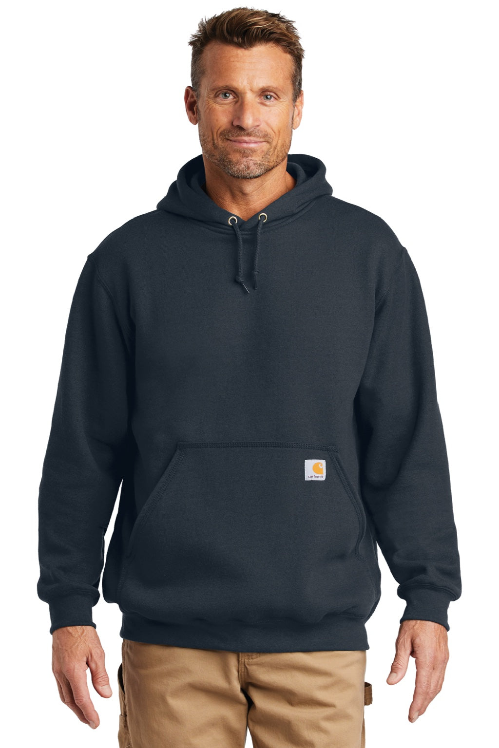 Carhartt CTK121/CTTK121 Mens Hooded Sweatshirt Hoodie w/ Pouch Pocket Navy Blue Model Front
