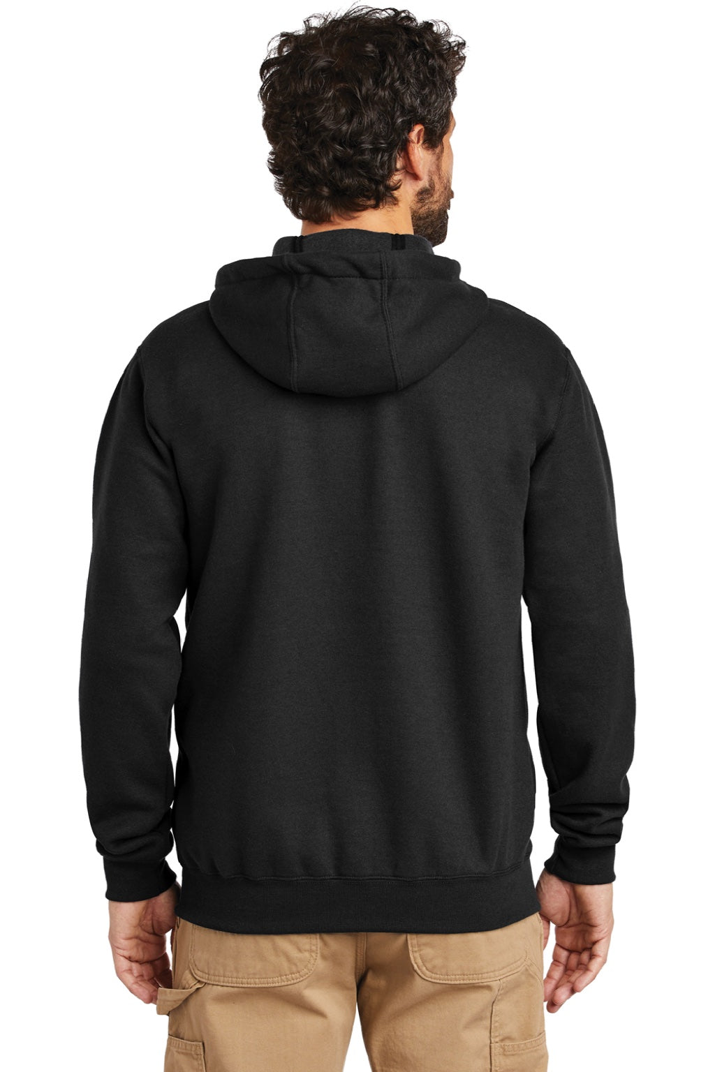 Carhartt CTK122 Mens Full Zip Hooded Sweatshirt Hoodie w/ Pockets Black Model Back