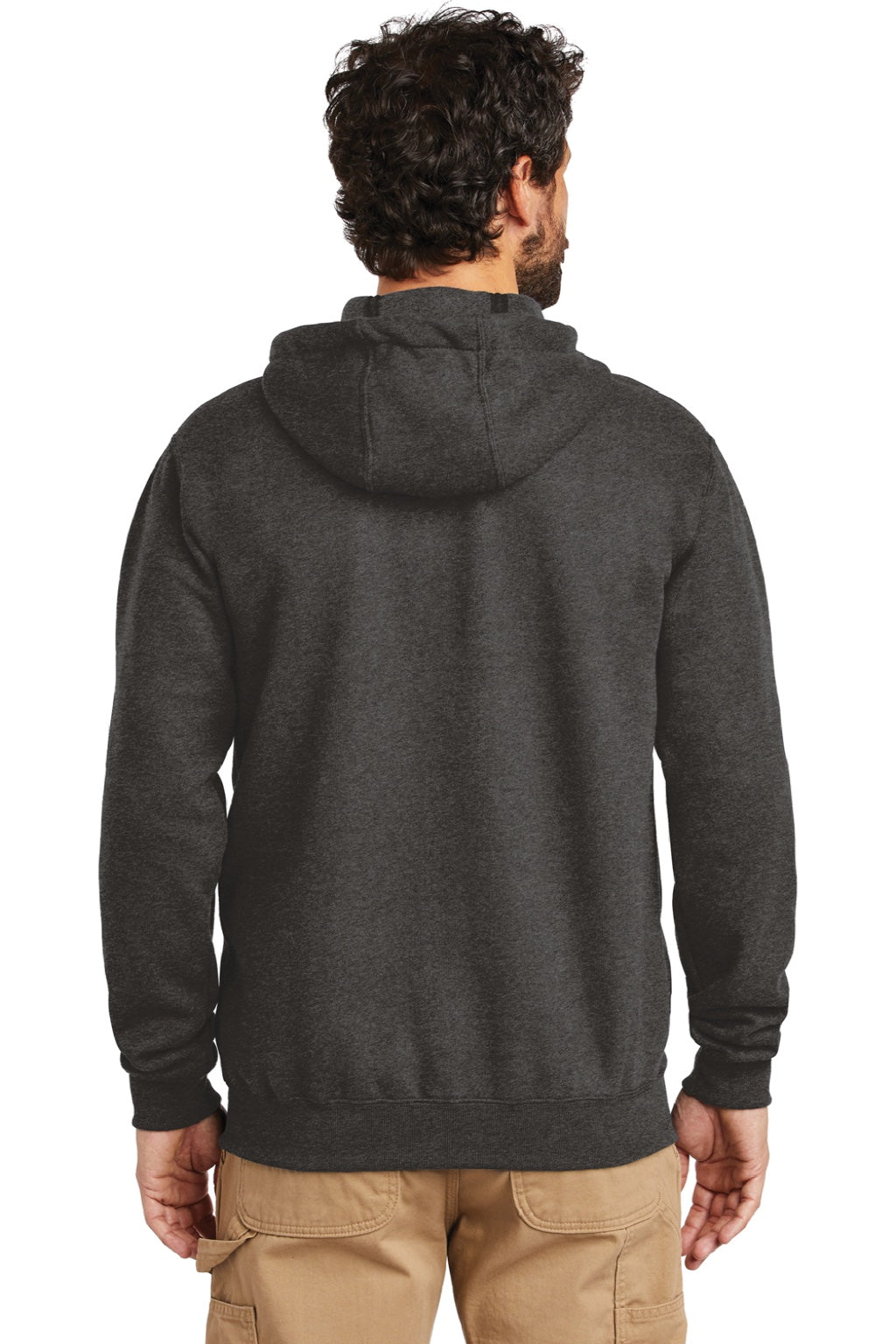 Carhartt CTK122 Mens Full Zip Hooded Sweatshirt Hoodie w/ Pockets Heather Carbon Grey Model Back
