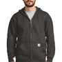 Carhartt Mens Full Zip Hooded Sweatshirt Hoodie w/ Pockets - Heather Carbon Grey