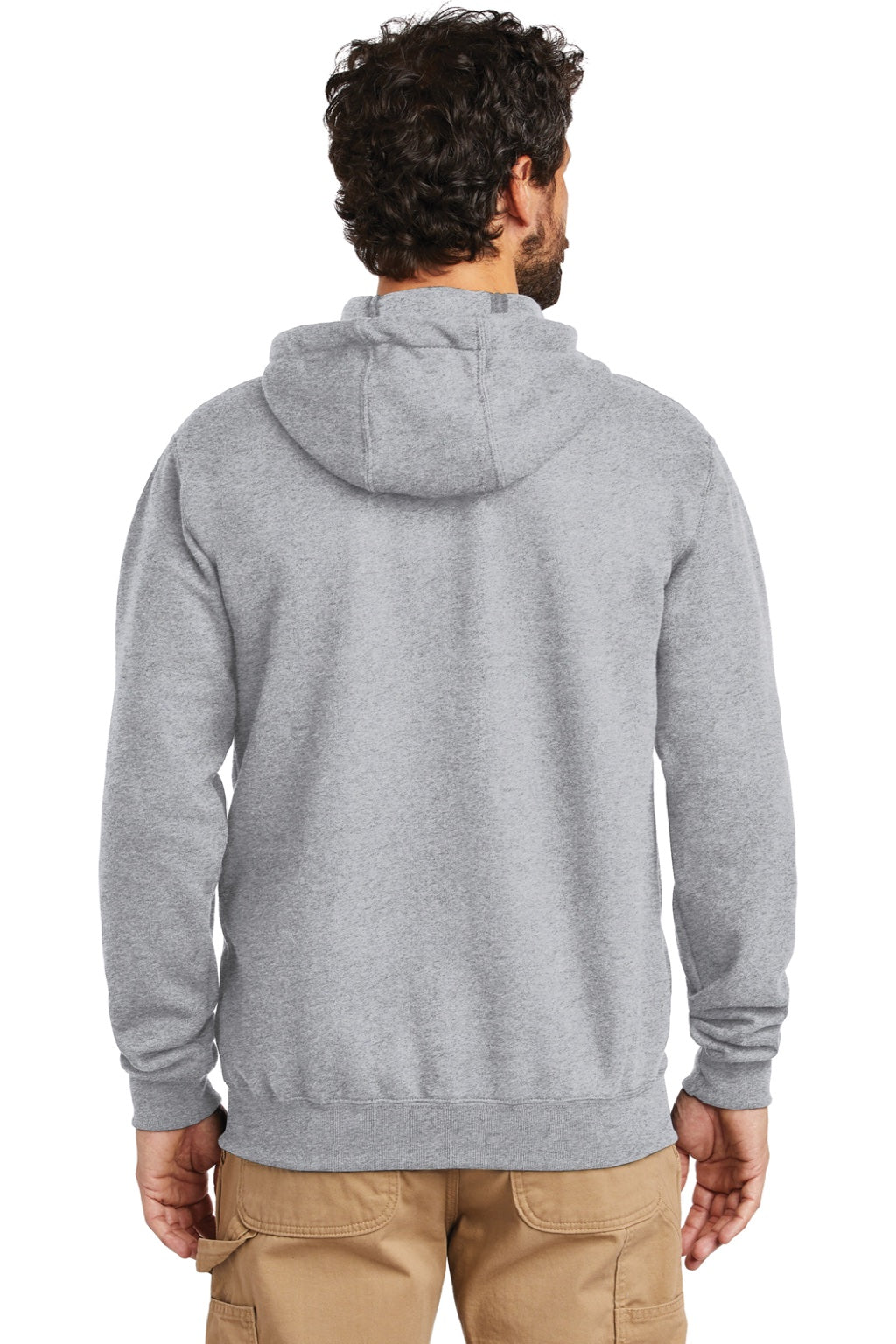 Carhartt CTK122 Mens Full Zip Hooded Sweatshirt Hoodie w/ Pockets Heather Grey Model Back