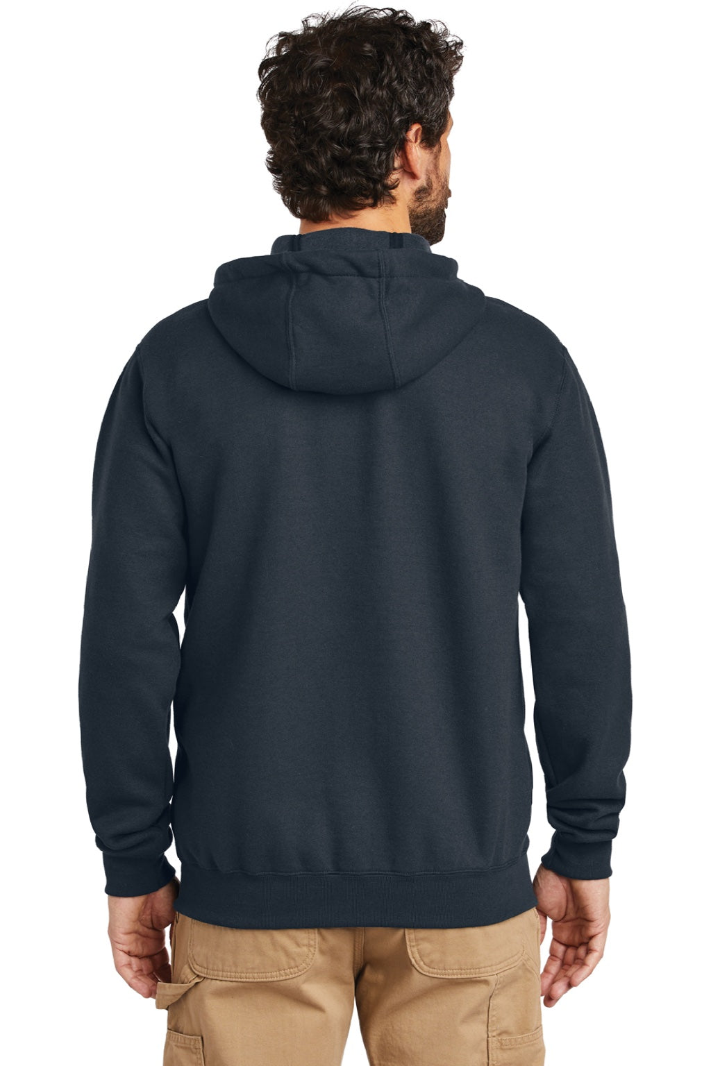 Carhartt CTK122 Mens Full Zip Hooded Sweatshirt Hoodie w/ Pockets Navy Blue Model Back