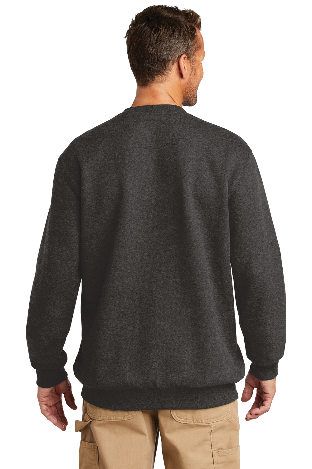 Carhartt CTK124 Mens Crewneck Sweatshirt Heather Carbon Grey Model Back