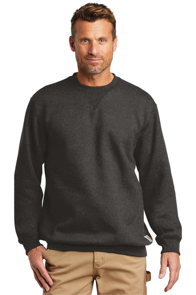 Carhartt CTK124 Mens Crewneck Sweatshirt Heather Carbon Grey Model Front