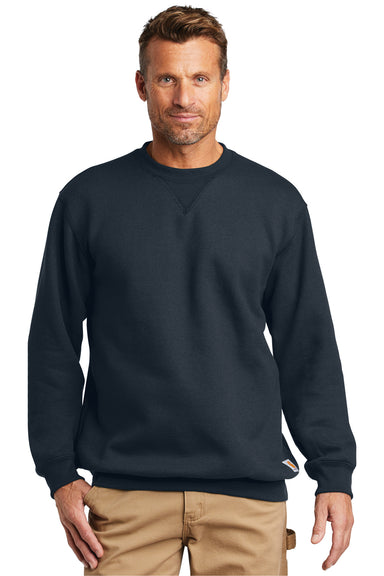Carhartt CTK124 Mens Crewneck Sweatshirt Navy Blue Model Front