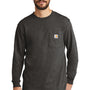 Carhartt Mens Workwear Long Sleeve Crewneck T-Shirt w/ Pocket - Heather Carbon Grey