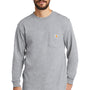 Carhartt Mens Workwear Long Sleeve Crewneck T-Shirt w/ Pocket - Heather Grey