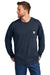 Carhartt CTK126 Mens Workwear Long Sleeve Crewneck T-Shirt w/ Pocket Navy Blue Model Front