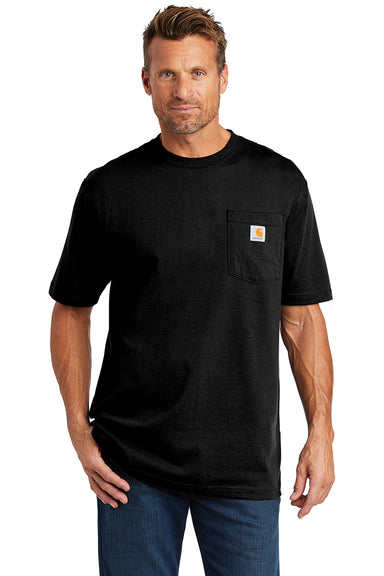 Carhartt CTK87/CTTK87 Mens Workwear Short Sleeve Crewneck T-Shirt w/ Pocket Black Model Front