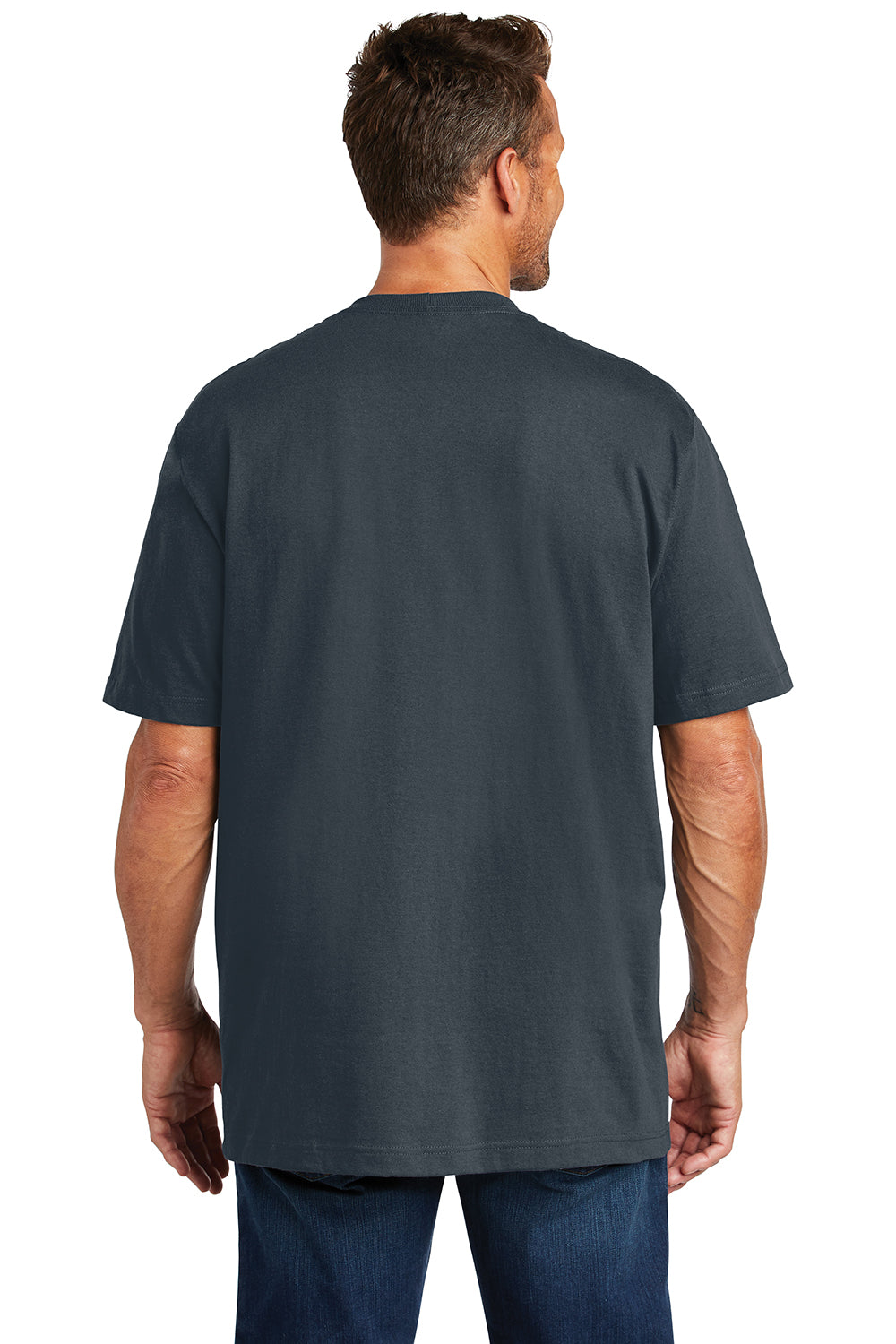 Carhartt CTK87/CTTK87 Mens Workwear Short Sleeve Crewneck T-Shirt w/ Pocket Bluestone Model Back