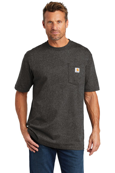 Carhartt CTK87/CTTK87 Mens Workwear Short Sleeve Crewneck T-Shirt w/ Pocket Heather Carbon Grey Model Front