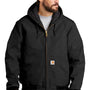 Carhartt Mens Wind & Water Resistant Duck Cloth Full Zip Hooded Work Jacket - Black