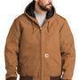 Carhartt Mens Wind & Water Resistant Duck Cloth Full Zip Hooded Work Jacket - Carhartt Brown